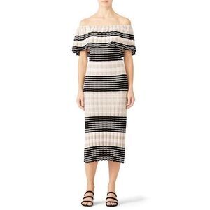 FREE PEOPLE Off Duty Off The Shoulder Knit Dress In Ivory LARGE